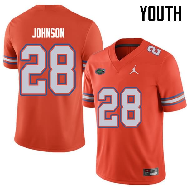 NCAA Florida Gators Kylan Johnson Youth #28 Jordan Brand Orange Stitched Authentic College Football Jersey LCC4364QT